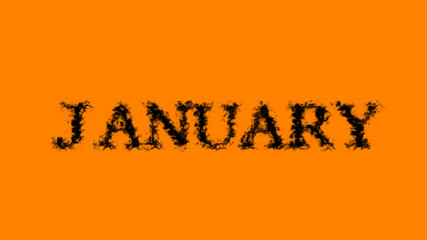 January smoke text effect orange isolated background. animated text effect with high visual impact. letter and text effect. 