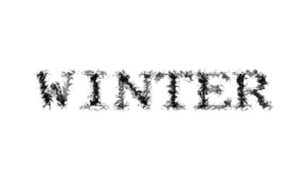 Winter smoke text effect white isolated background. animated text effect with high visual impact. letter and text effect. 