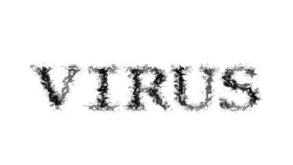 Virus smoke text effect white isolated background. animated text effect with high visual impact. letter and text effect. 