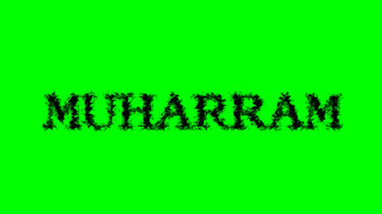 Muharram smoke text effect green isolated background. animated text effect with high visual impact. letter and text effect. 
