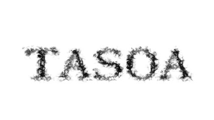 Tasoa smoke text effect white isolated background. animated text effect with high visual impact. letter and text effect. 