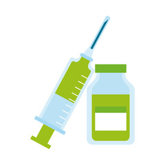 vaccine syringe with bottle drugs flat style icon