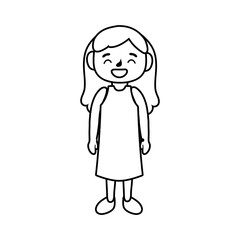 little student girl avatar character line style icon