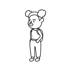 Obraz na płótnie Canvas little student girl avatar character line style icon