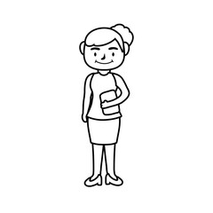 teacher female worker character line style icon