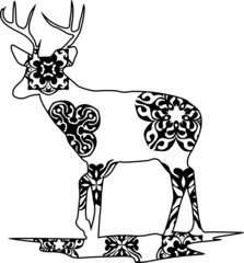 Deer Mandala Black Design With Nature Pattern