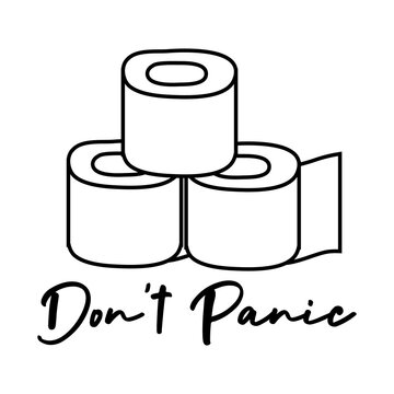 dont panic lettering with toilet paper rolls line style