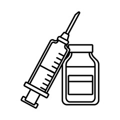 vaccine syringe with bottle drugs line style icon