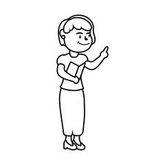 teacher female worker character line style icon