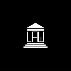 law office logo icon, law, abstract, simple, on black background.