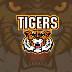vector angry tiger face sport emblem