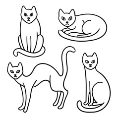 Set of hand-drawn cat doodles