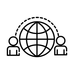 teamworkers with sphere browser coworking line style icon