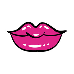sexi mouth pop art line and fill style icon