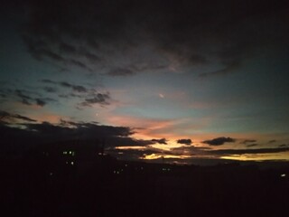 Sun, blue sky, sunset, 