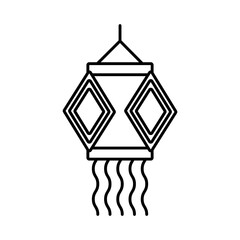 diwali lamp hanging decoration line style icon