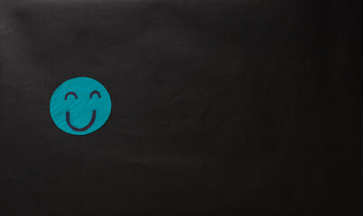 Hand choosing green paper cut happy smile face, feedback rating and positive customer review,...