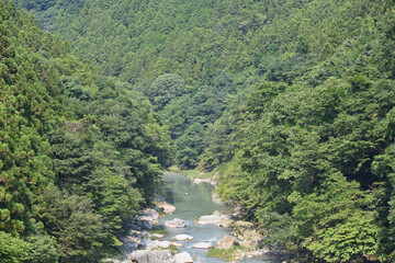 Valley of the summer in Japan, Sanbasekikyo - 376151646