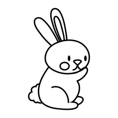 mid autumn cute rabbit seated line style icon