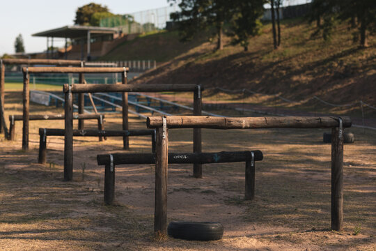 Obstacle course set up at a boot camp