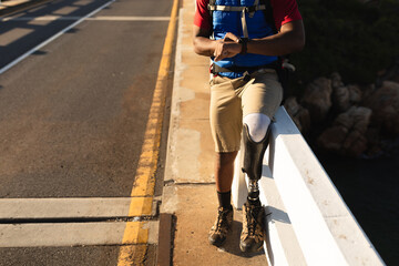 Black African American Male athlete with prosthetic leg