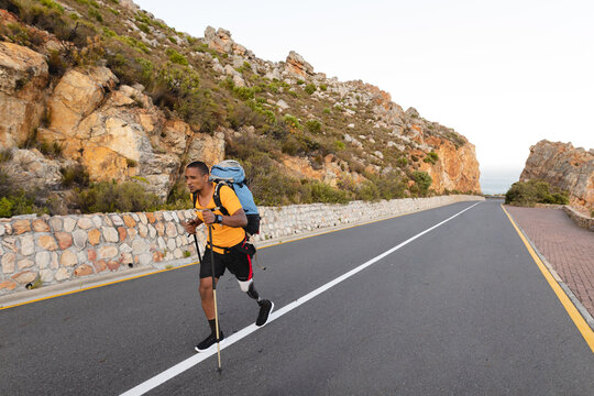 Black African American Male athlete with prosthetic leg