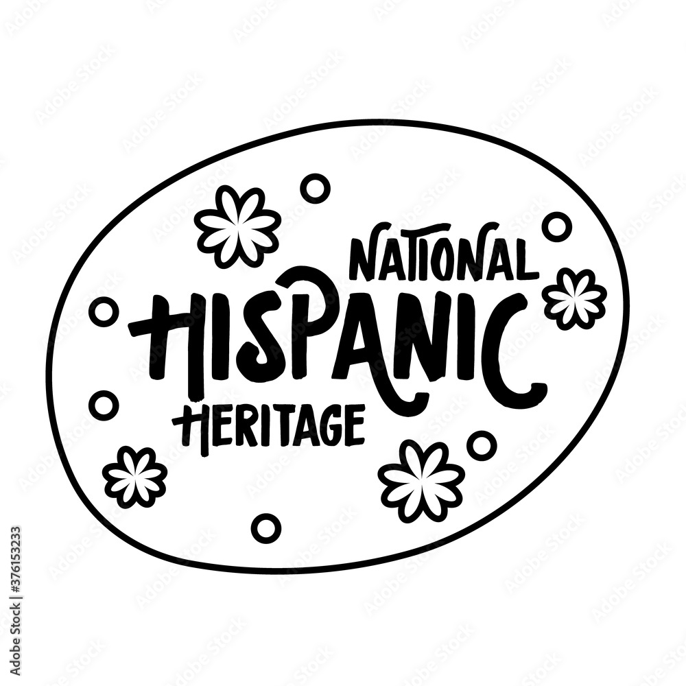 Canvas Prints national hispanic heritage lettering with confetti in circle line style icon