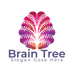 Brain Tree Vector Template Design.  Active Thinking Brain Design.