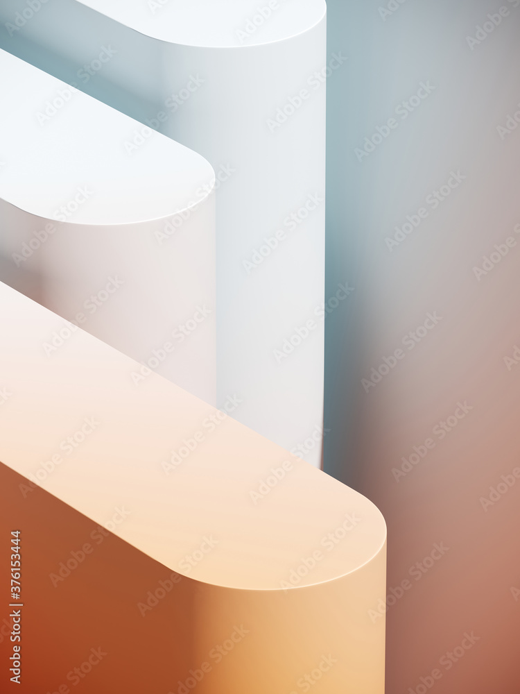 Poster minimal abstract mockup background for product presentation. white and orange blending gradient podi