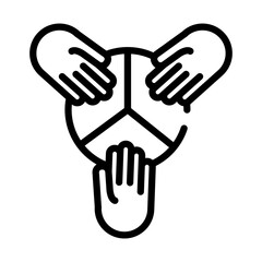 hands team with peace and love symbol line style icon