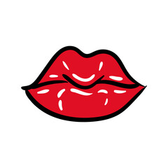 sexi mouth pop art line and fill style icon