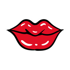 sexi mouth pop art line and fill style icon