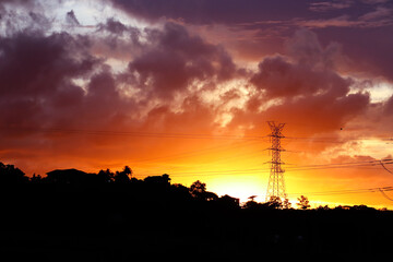 sunset over the city