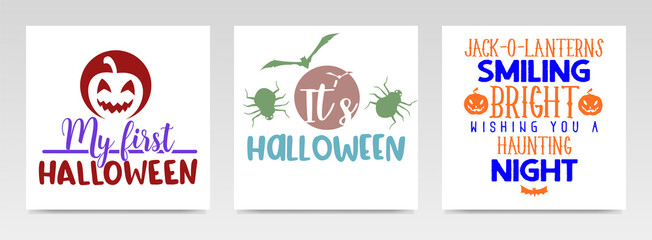 Halloween quotes letter typography set illustration.