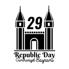 cumhuriyet bayrami celebration day with topkapi palace silhouette style