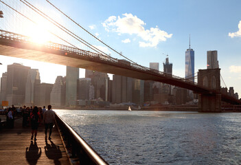 Brooklyn Bridge and East River against Lower Manhattan
