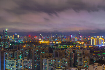 Fototapeta na wymiar Wuhan city night skyline scenery in summer, Hubei, China