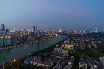 Fototapeta na wymiar Wuhan city night skyline scenery in summer, Hubei, China