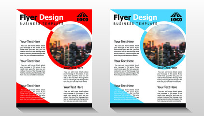 Brochure, annual report, flyer, magazine vector template. Modern blue and red corporate design.