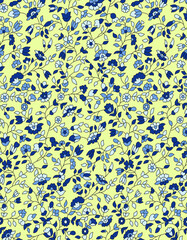 traditional Indian paisley pattern on yellow-background