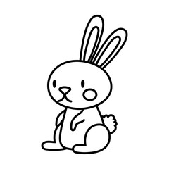 mid autumn cute rabbit seated line style icon