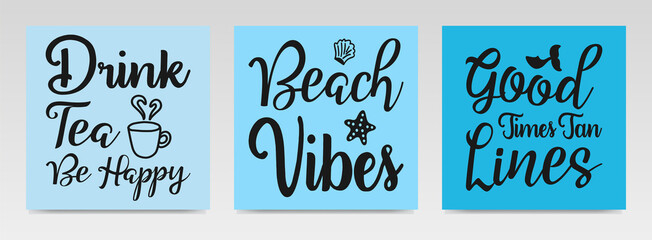 Summer quotes letter typography set illustration.