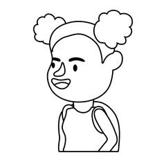 little student girl avatar character line style icon