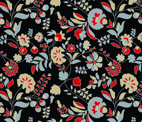 traditional Indian paisley pattern on black     background