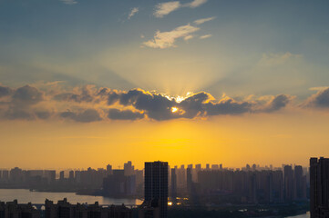 Fototapeta premium Wuhan city skyline scenery in summer, Hubei, China