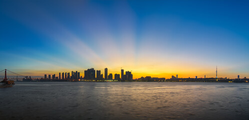 Wuhan city skyline scenery in summer, Hubei, China