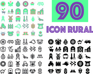 90 icon Rural for any purposes website mobile app presentation