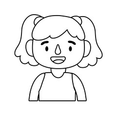 little student girl avatar character line style icon
