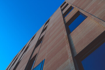 modern office building with blue sky.