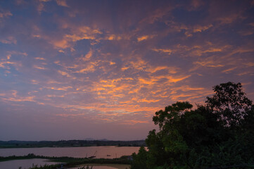 Summer sunset and sunset glow in Wuhan East Lake Scenic Area